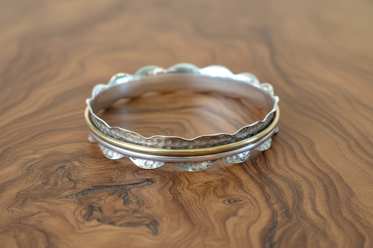 Bangle handmade sterling silver bracelet - Katerina Roukouna
