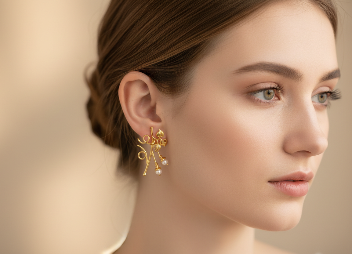 Ivy  earrings with pearls - Katerina Roukouna