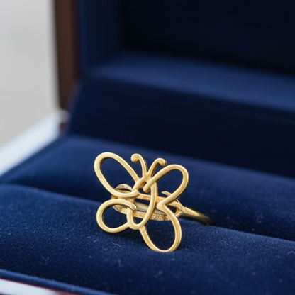 Βutterfly gold plated sterling silver ring - Katerina Roukouna