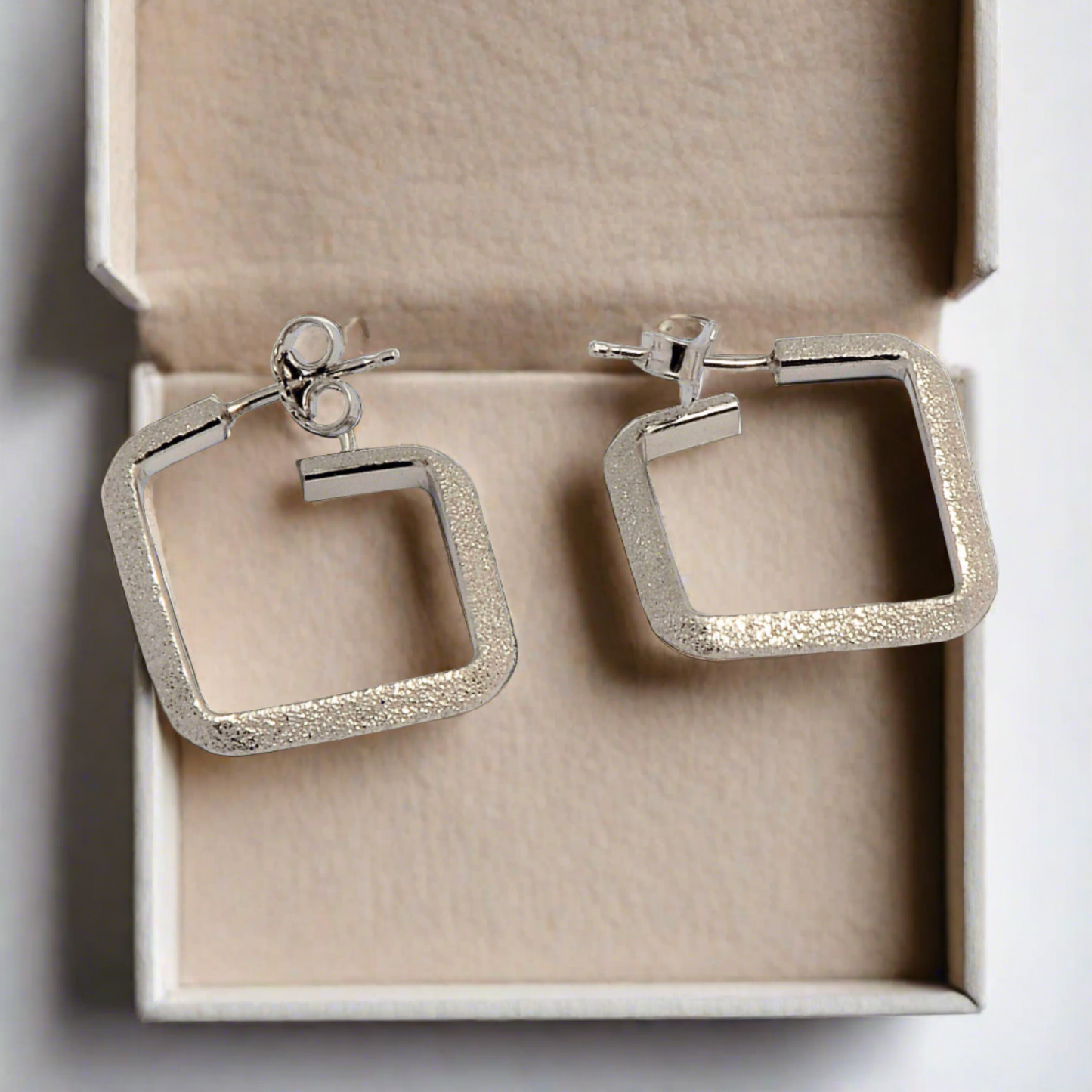 Square sterling silver hoops