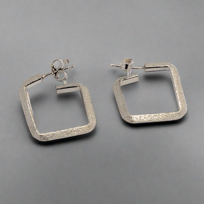 Square sterling silver hoops