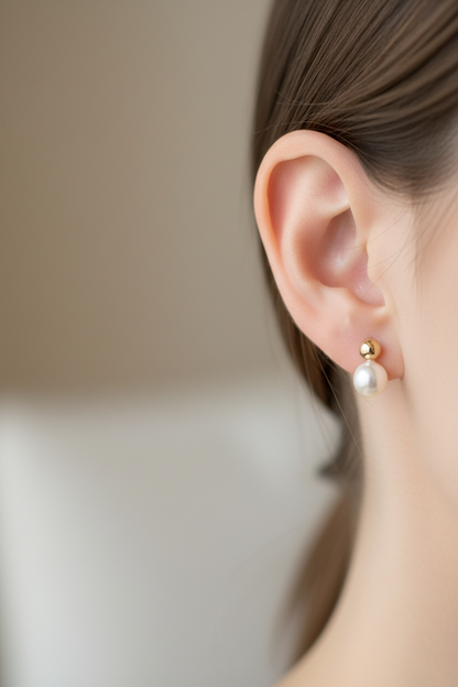 9K gold stud earrings with pearls