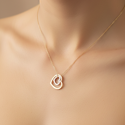 Two hearts 9K Gold necklace - Katerina Roukouna