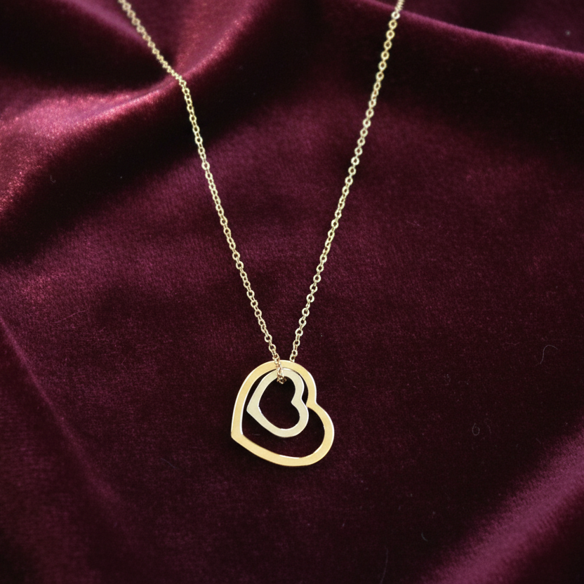 Two hearts 9K Gold necklace - Katerina Roukouna