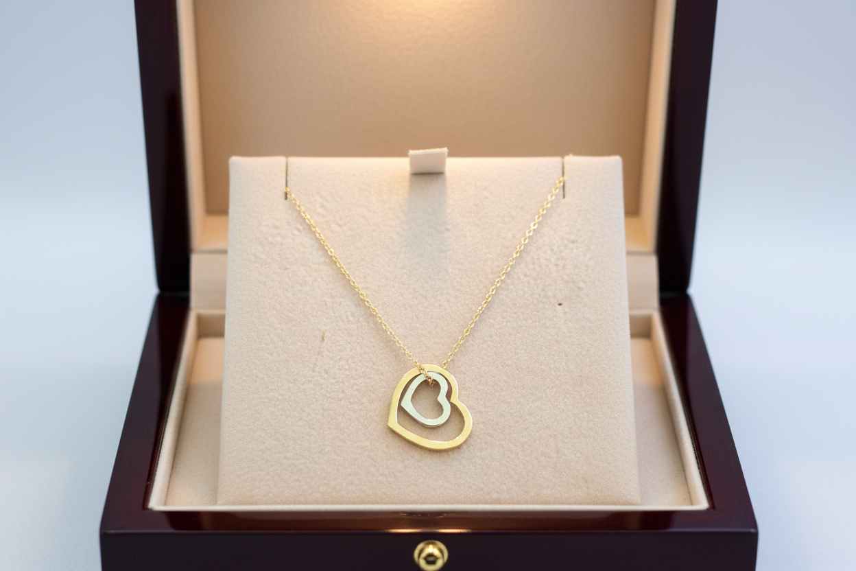Two hearts 9K Gold necklace - Katerina Roukouna