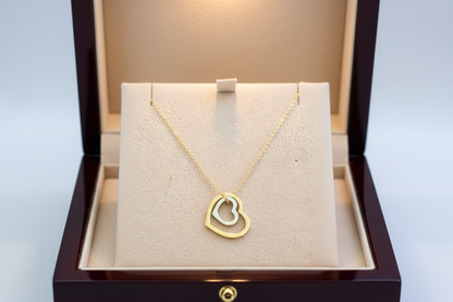 Two hearts 9K Gold necklace - Katerina Roukouna