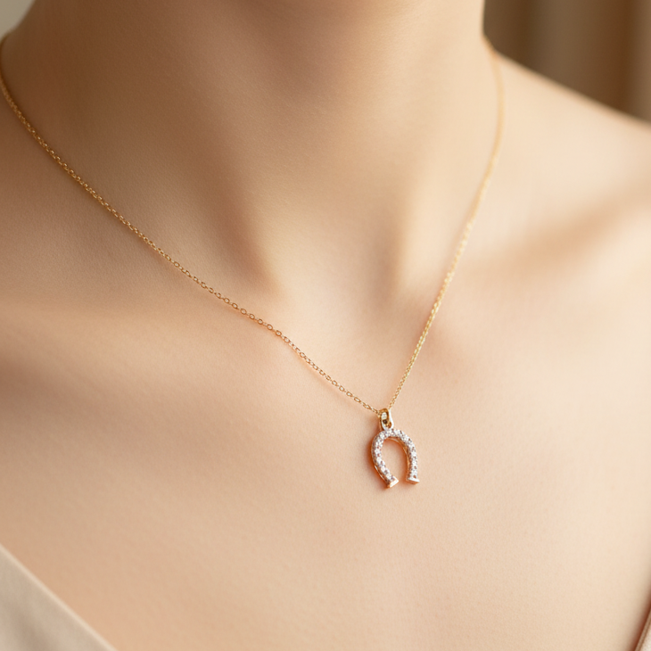 Horse shoe 9K Gold necklace