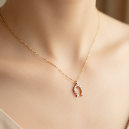 Horse shoe 9K Gold necklace