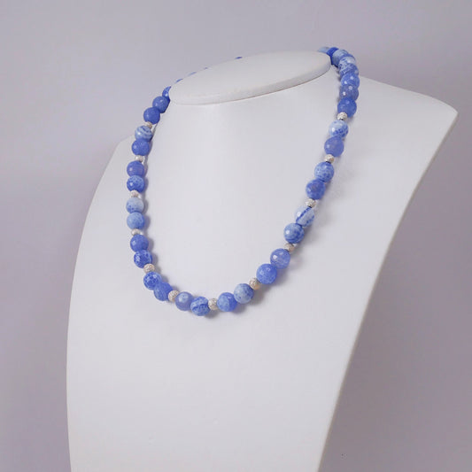 Blue Agates and Sterling Silver Necklace