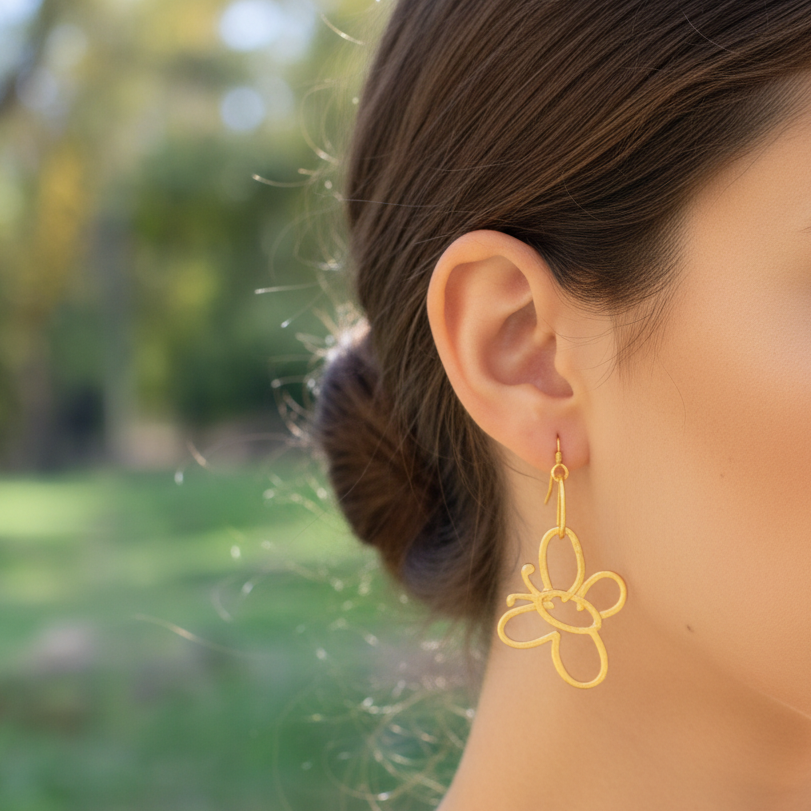 Butterflies gold plated sterling silver  earrings - Katerina Roukouna