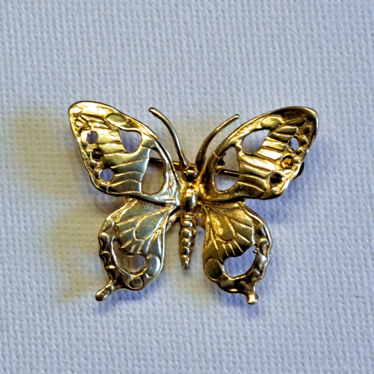 Butterfly-gold plated sterling silver brooch