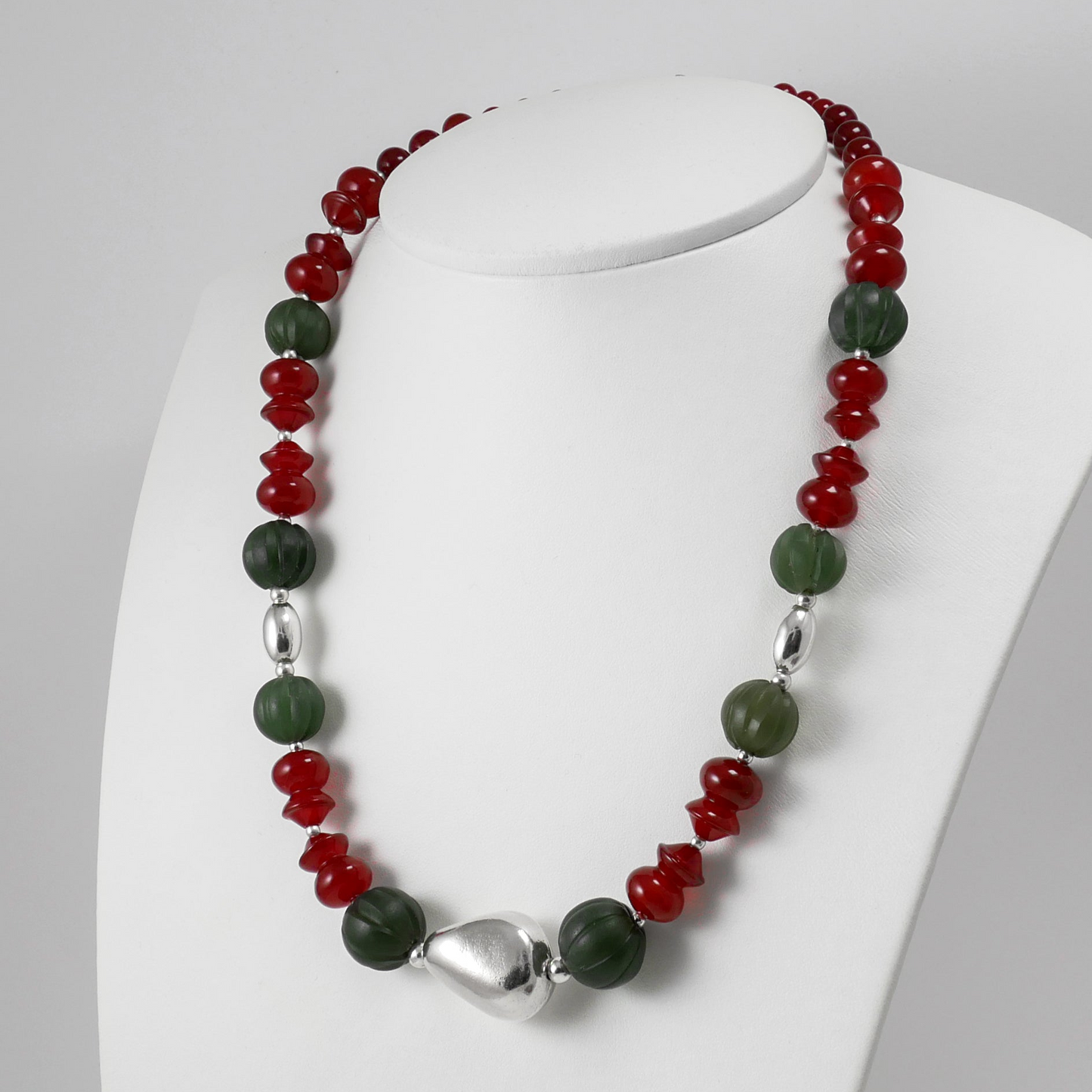 Carnelians & Jade Beads Necklace - Katerina Roukouna