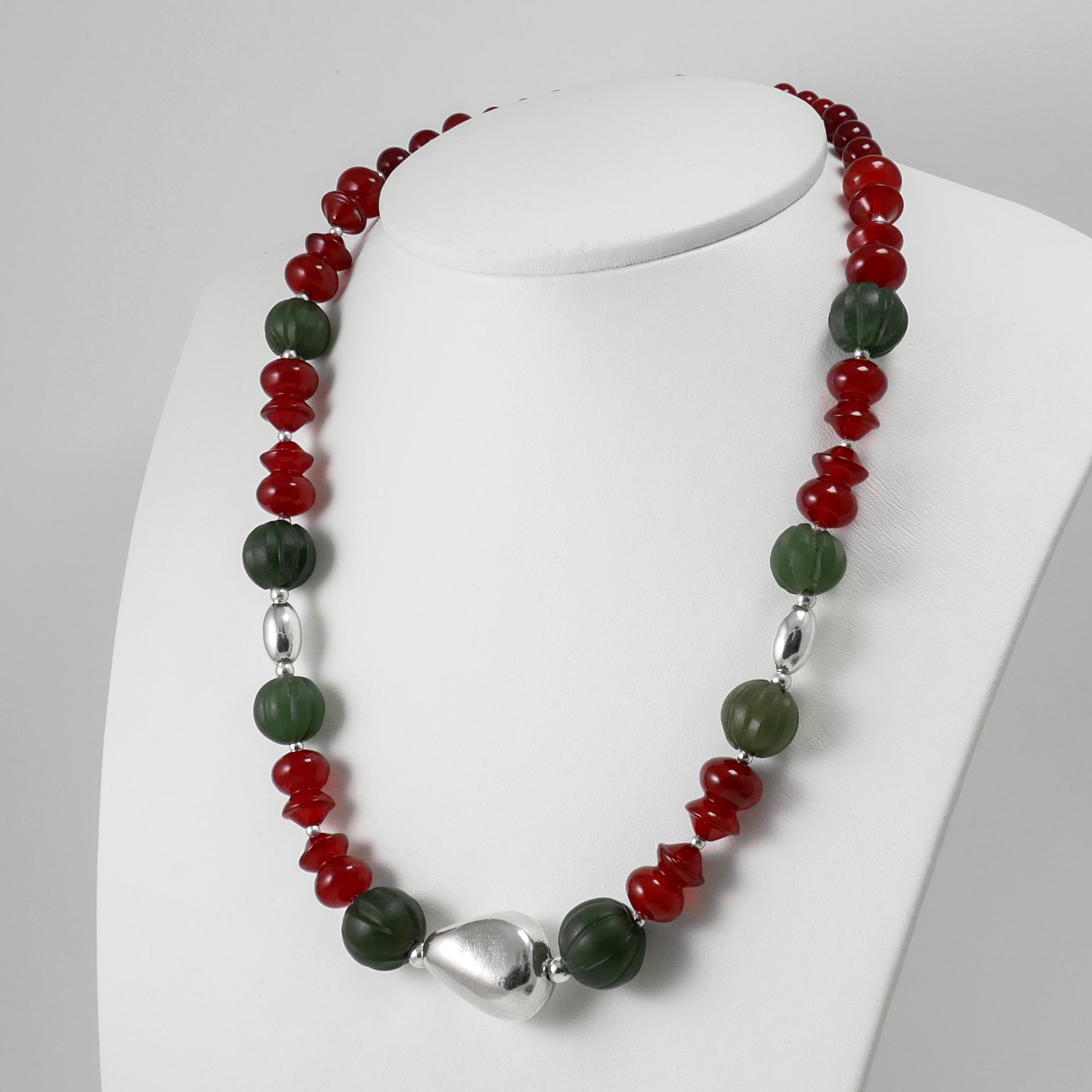 Carnelians & Jade Beads Necklace - Katerina Roukouna