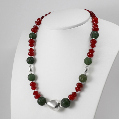 Carnelians & Jade Beads Necklace - Katerina Roukouna