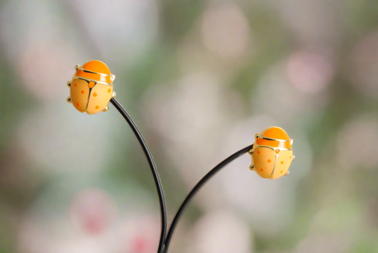 18k Gold earrings -Ladybirds -orange