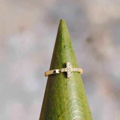 14K Gold  Cross ring