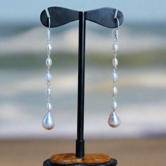 Pearls sterling silver earrings