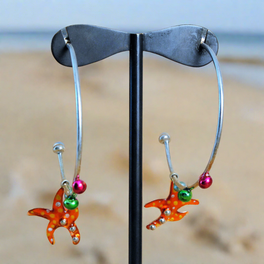 Hoops with star fish earrings