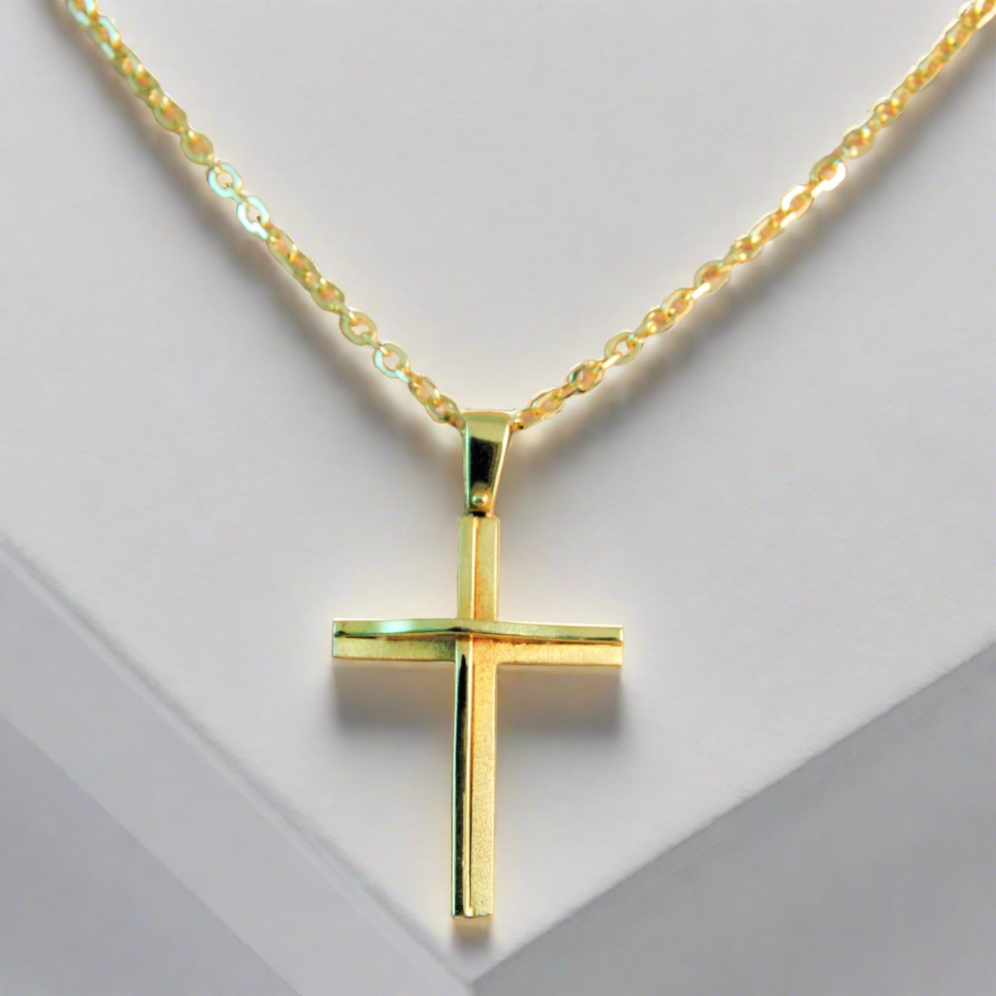 Handmade 18k Gold double cross