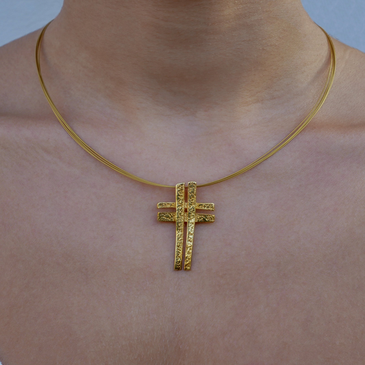 Double Designed Cross (Gold Plated)