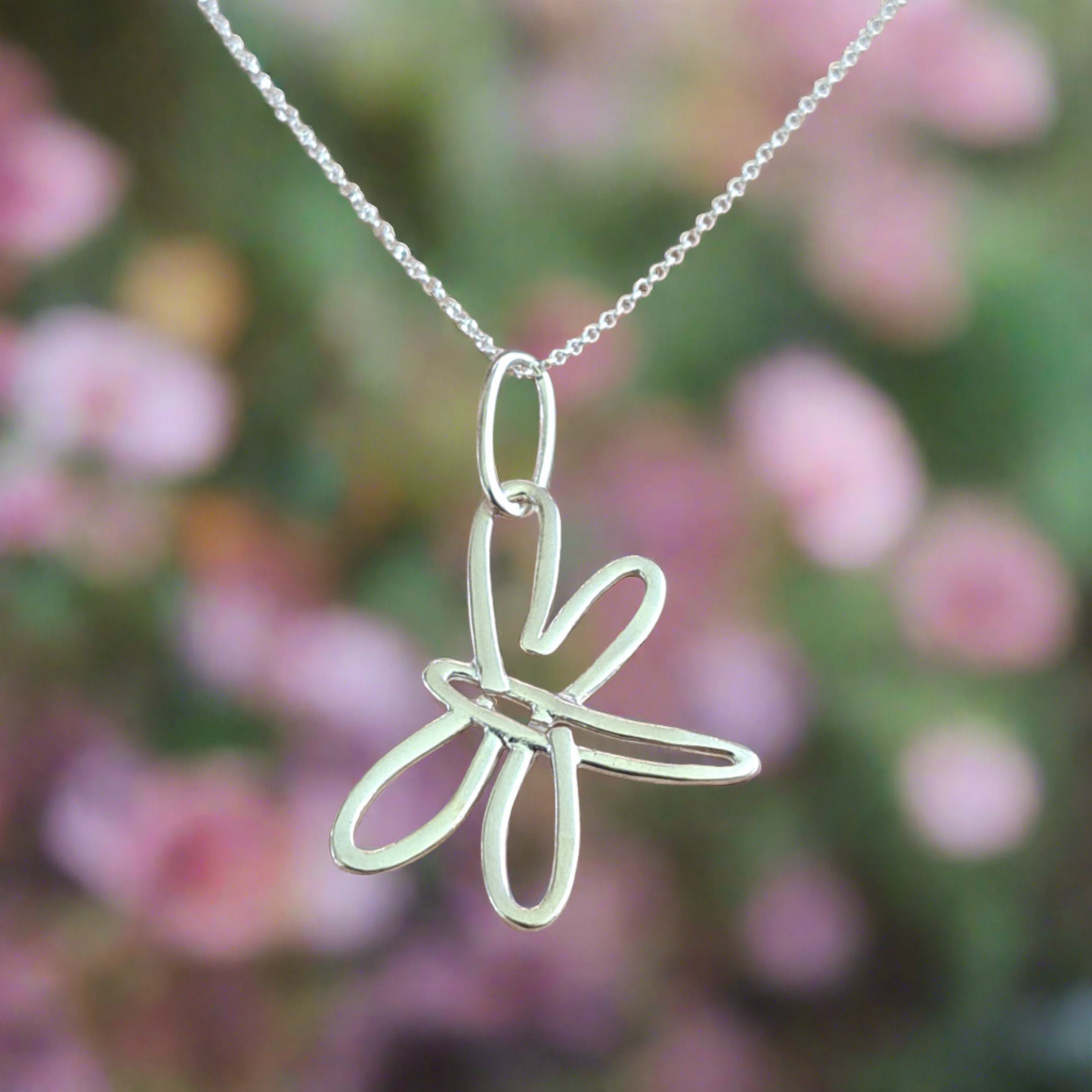 Dragon fly sterling silver necklace