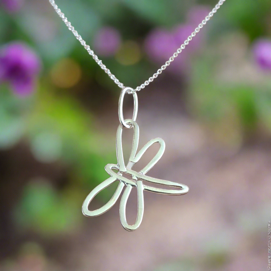 Dragon fly sterling silver necklace