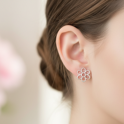 Tiny Marguerite- sterling silver stud earrings - Katerina Roukouna