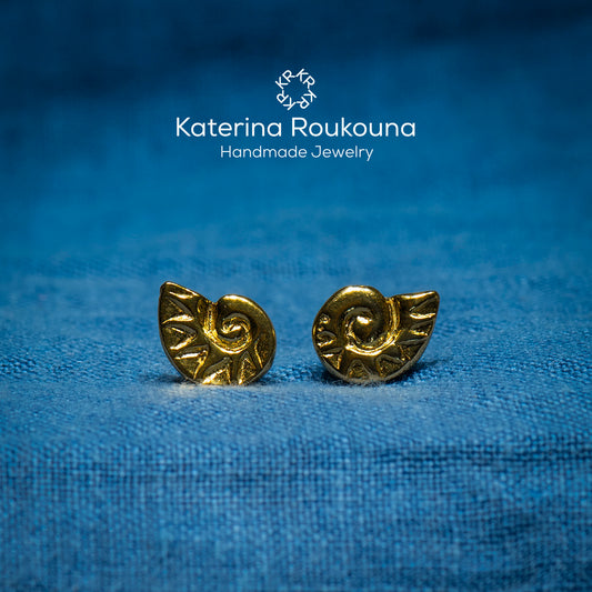 Tiny Nautilus Stud Earrings - Katerina Roukouna