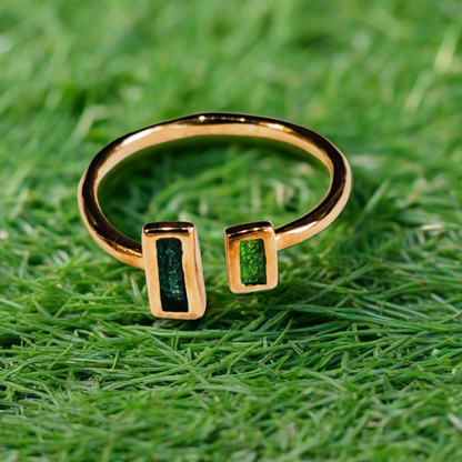 Gold plated sterling silver ring-green