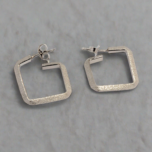 Square sterling silver hoops