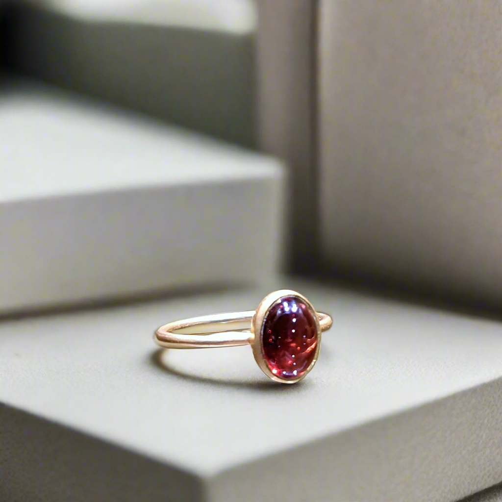 Handmade 14K ring with garnet