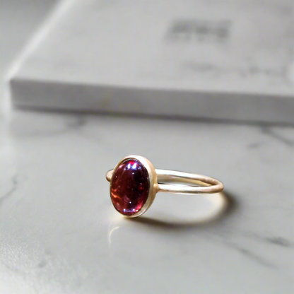 Handmade 14K ring with garnet