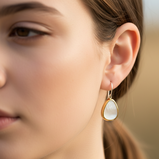 Earrings with mother of pearl,18K gold and sterling silver. - Katerina Roukouna