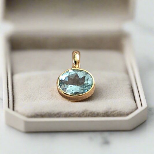 Handmade 18K and sterling silver pendant with aquamarine