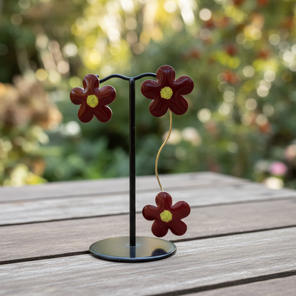 Handmade earrings with red flowers - Katerina Roukouna