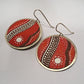 Handmade earrings painted in leather and german silver- red