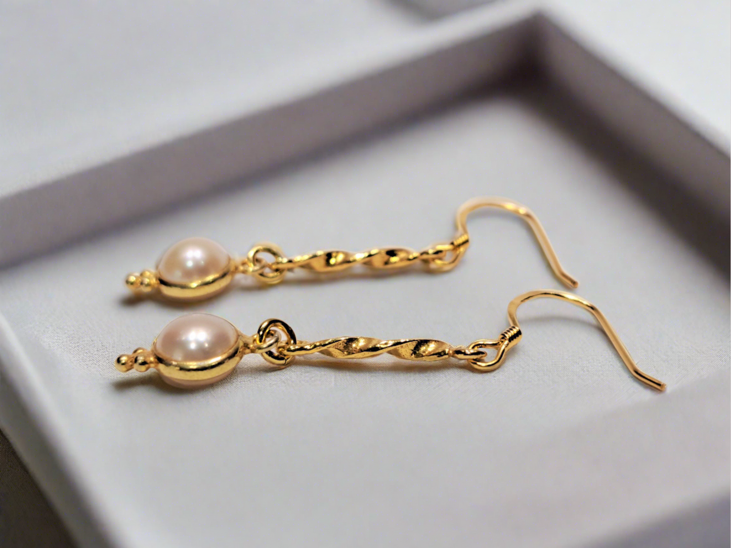 Gold plated sterling silver earrings with pearls