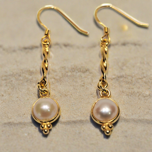 Gold plated sterling silver earrings with pearls