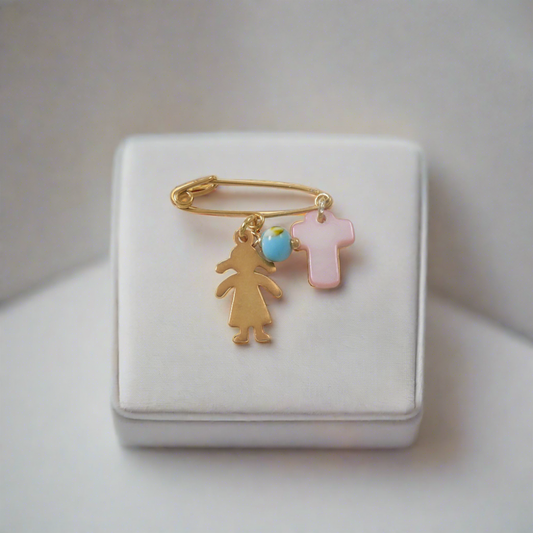 Gold plated sterling silver baby pin charm