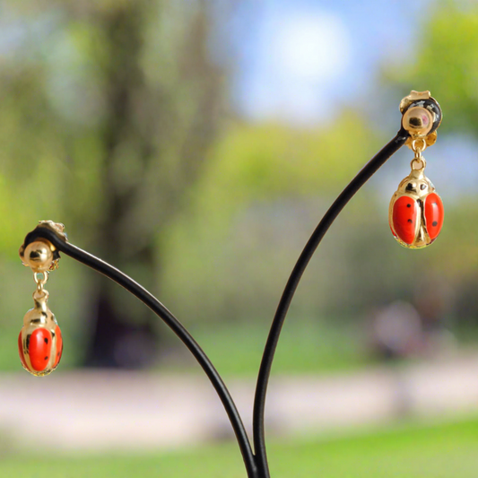 18k Gold earrings -ladybirds