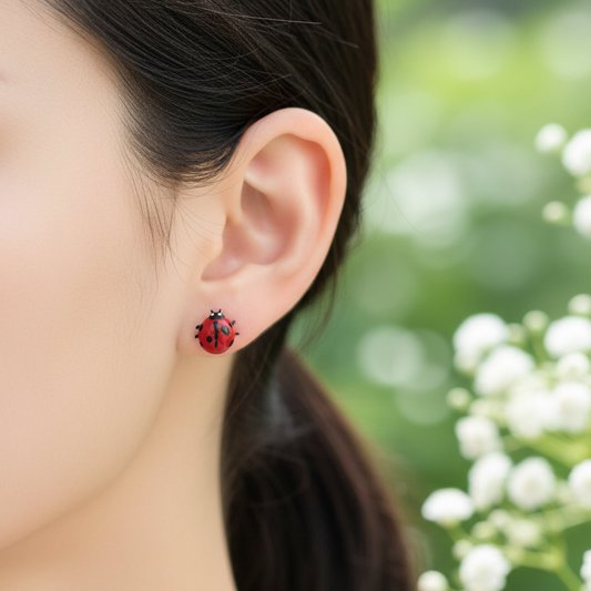 Lady bugs silver earrings