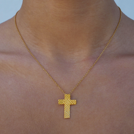 Gold Plated  sterling silver Textured Cross