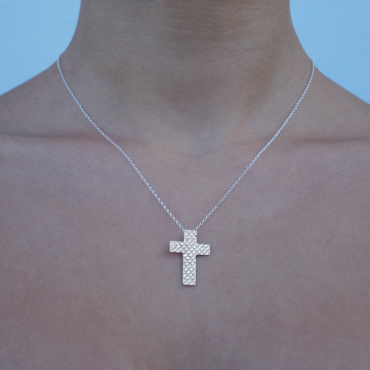 Sterling Silver Textured Cross