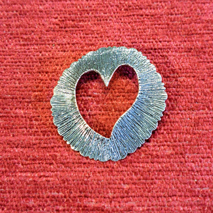 Open heart sterling silver brooch