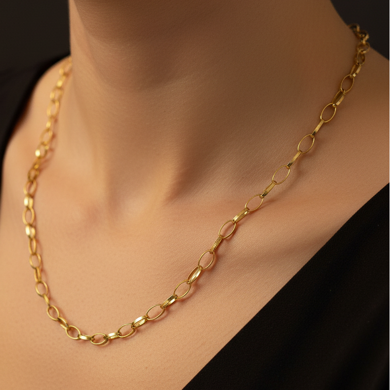 Oval 14K gold chain