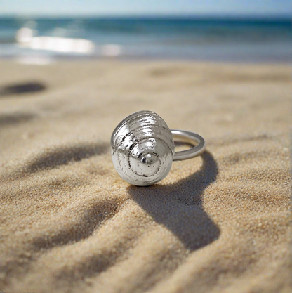 Sundial Seashell Silver Ring