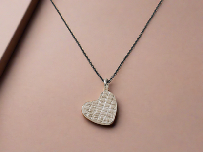 Textured Heart Necklace - Katerina Roukouna