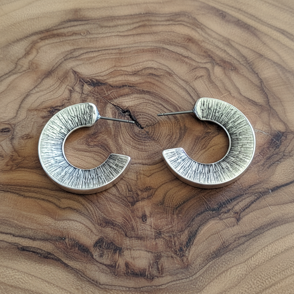 Hoops with engraved design - Katerina Roukouna