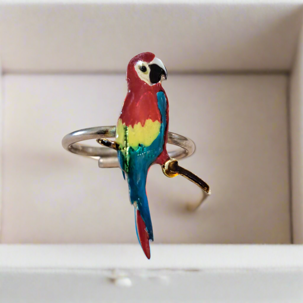 Parrot sterling silver ring