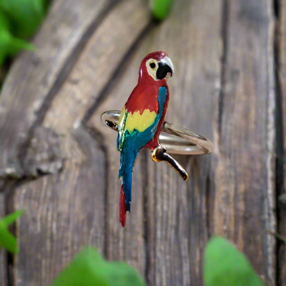 Parrot sterling silver ring